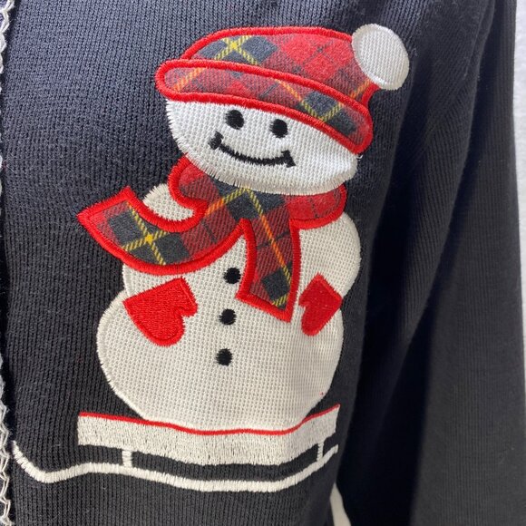 Susan Lawrence‎ M Vintage Snowman Cardigan Sweater Christmas - Picture 2 of 9
